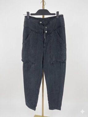 Isabel Etoile Marant Lyocell and Linen High Waisted Black Pants